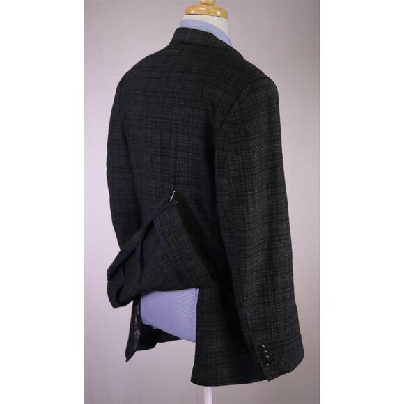 Nat Nast Gray Black Woven Peak Lapel Patch Pocket Wool Blazer Jacket 42R - Picture 7 of 9